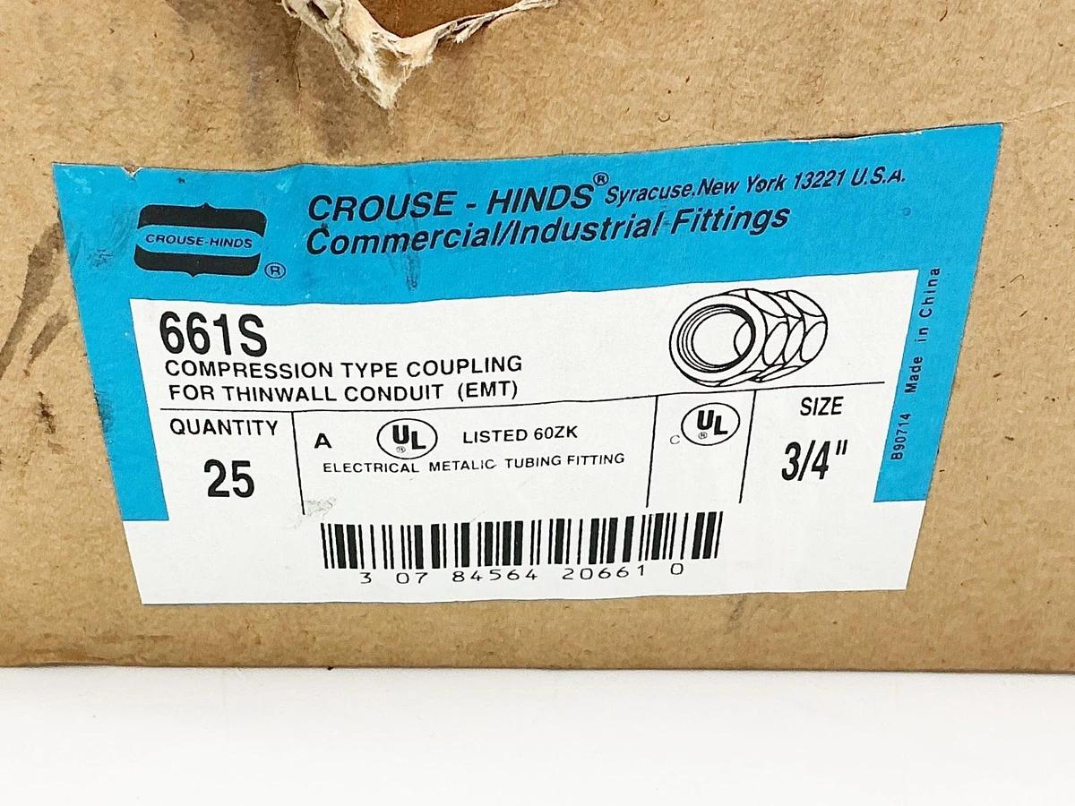 New Lot of 25 Crouse Hinds 661S Compression Type Coupling EMT 3/4"