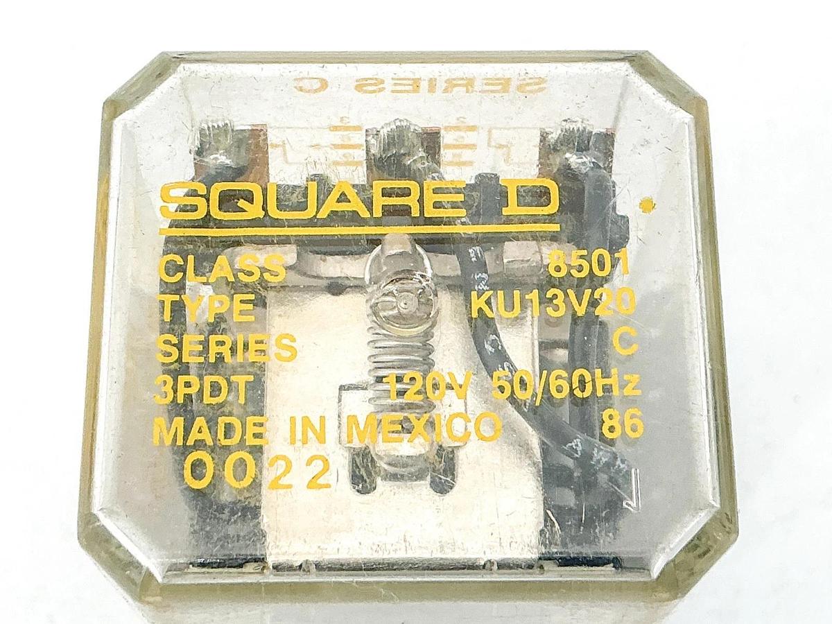 Used Lot of 2 Square D 8501KU13V20 Relay 120V 10A 1/2HP