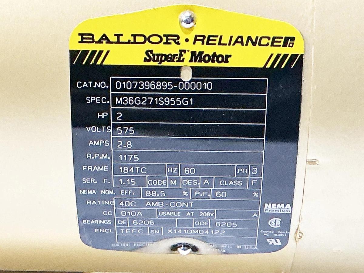 New Baldor 0107396895-000010 Electric Motor 2HP 575V 1175RPM 3PH M36G271S955G1