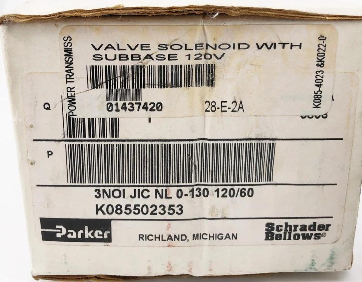 Used Parker K085502353 Solenoid Valve 3NOI JIC NL 0-130 120/60