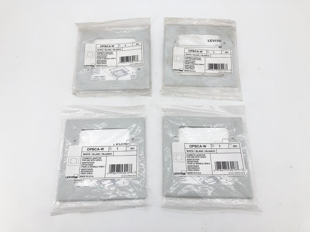 Lot of 4 New Leviton OPBCA-W White Cosmetic Adapter Plates For Use With OPB15
