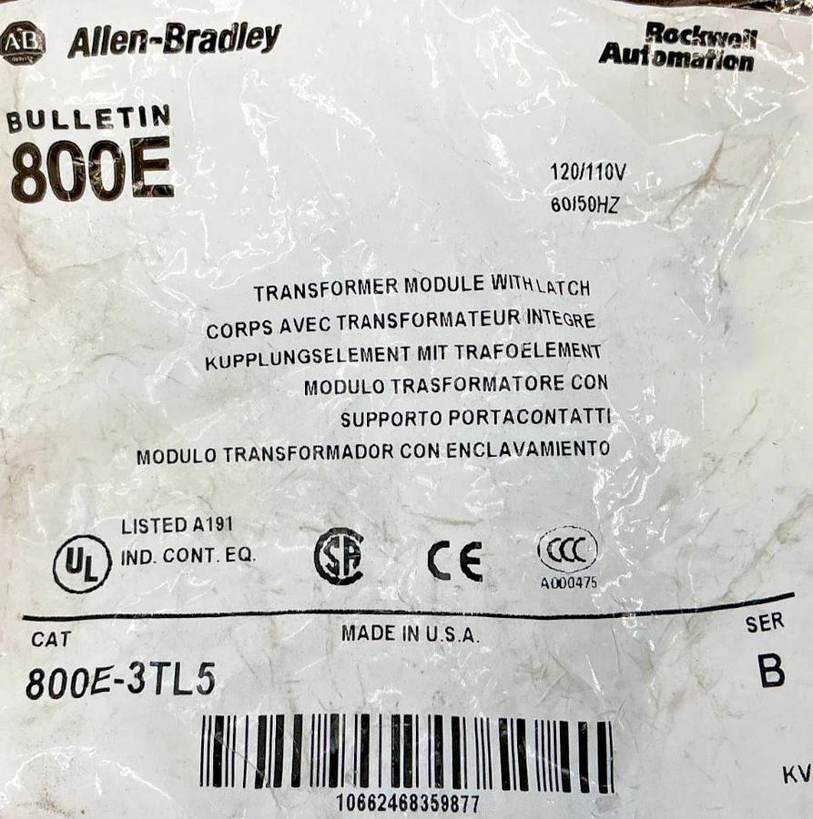 Lot of 2 New Allen Bradley 800E-3TL5 Ser B Transformer Module w/ Latch 110/120V