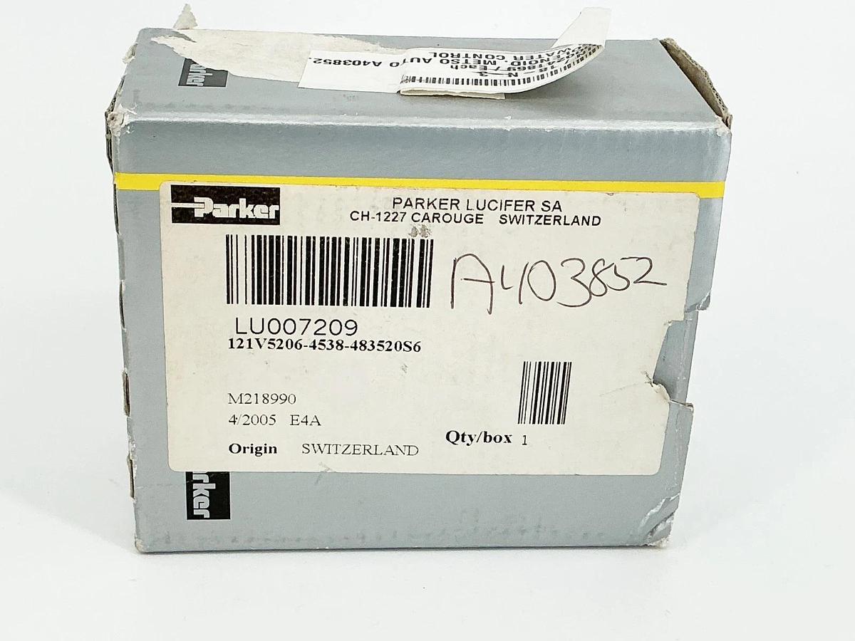 New Parker 121V5206-4538-483520S6 Solenoid Valve 220-240V 50/60Hz 10Bar LU007209