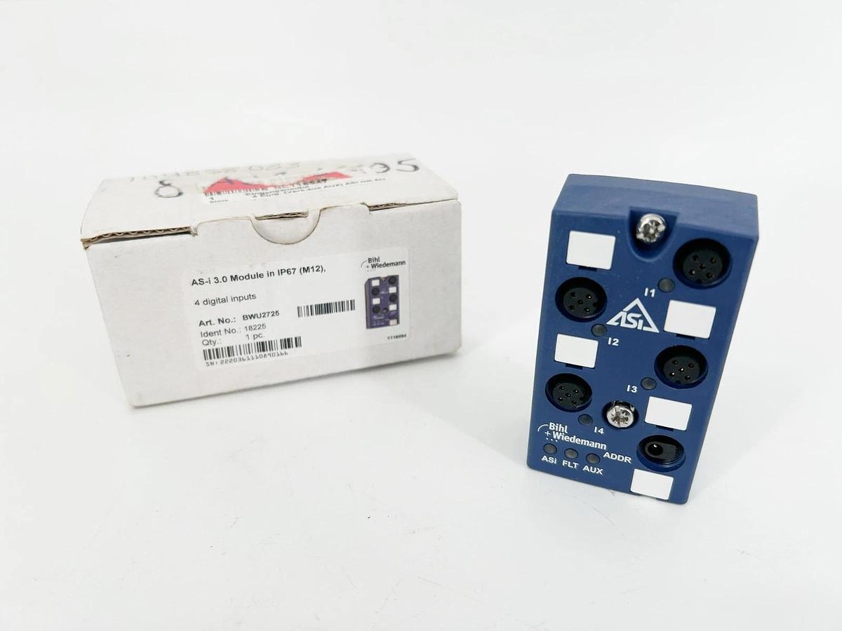 New Bihl+Wiedemann BWU2725 AS-i 3.0 Module in IP67 (M12) 4 Digital Inputs 18255