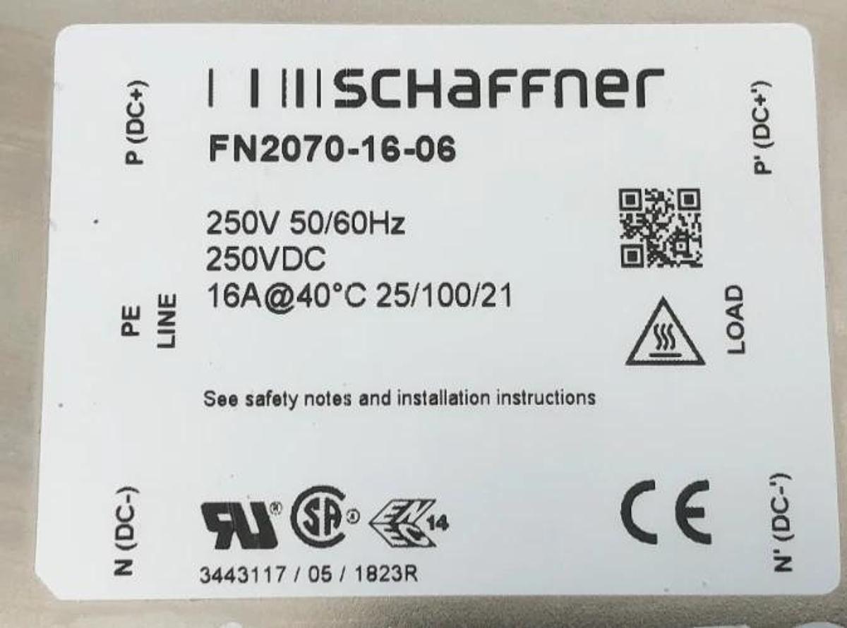 New Schaffner FN2070-16-06 Line Filter 250V 50/60Hz 250VDC 16A - No Box