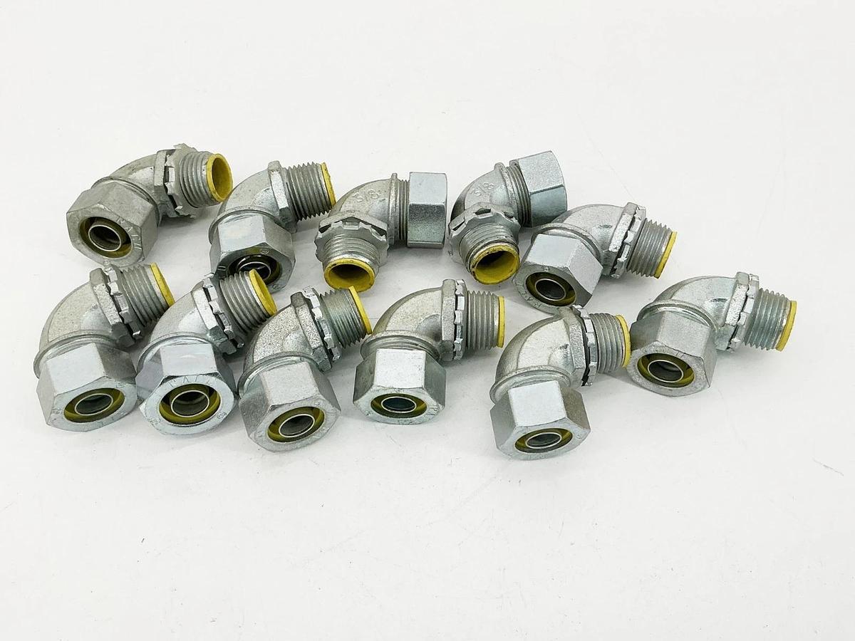 New Lot of 11 Hubbell 3541 Liquid Tight 90 Deg Connector 3/8" - No Box