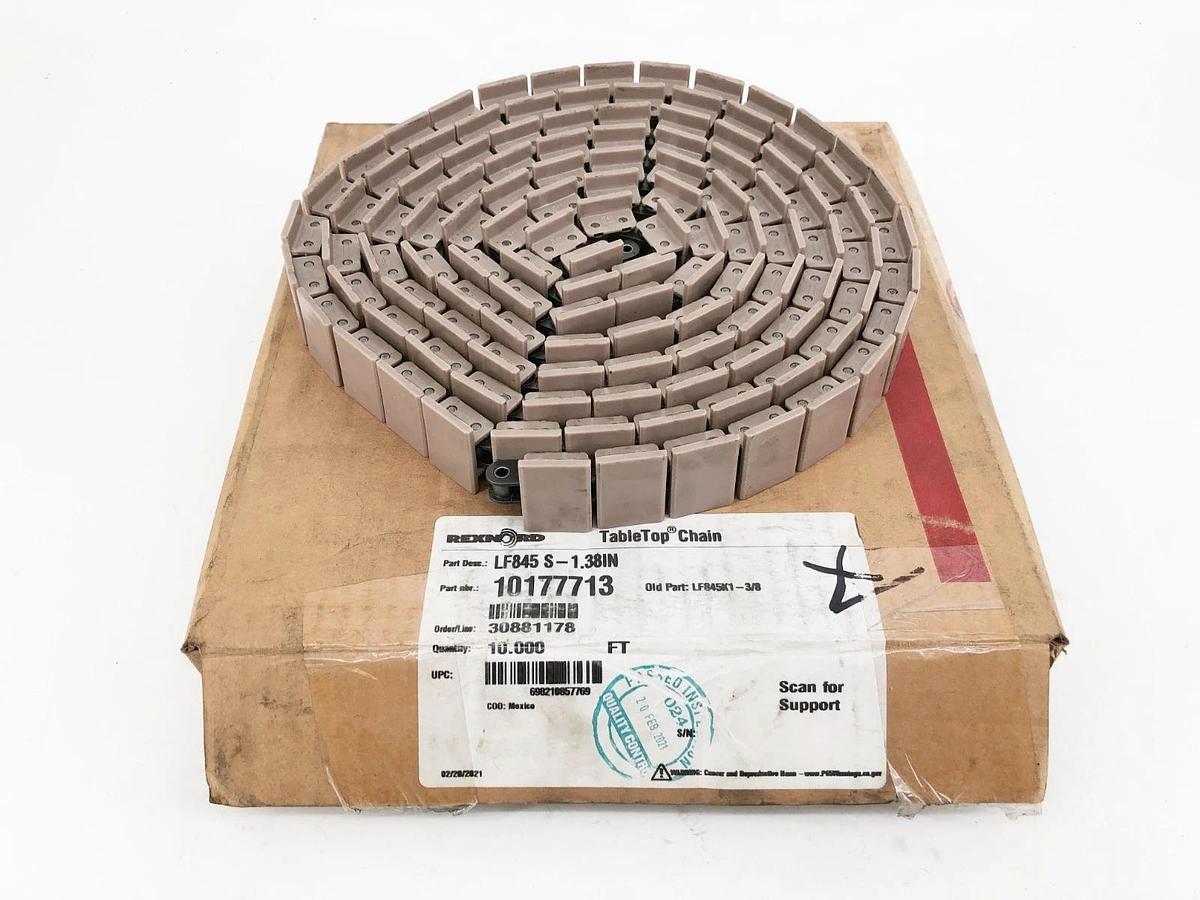 New Rexnord LF845 S-1.38IN TableTop Chain 10177713 10 FT. LF845K1-3/8