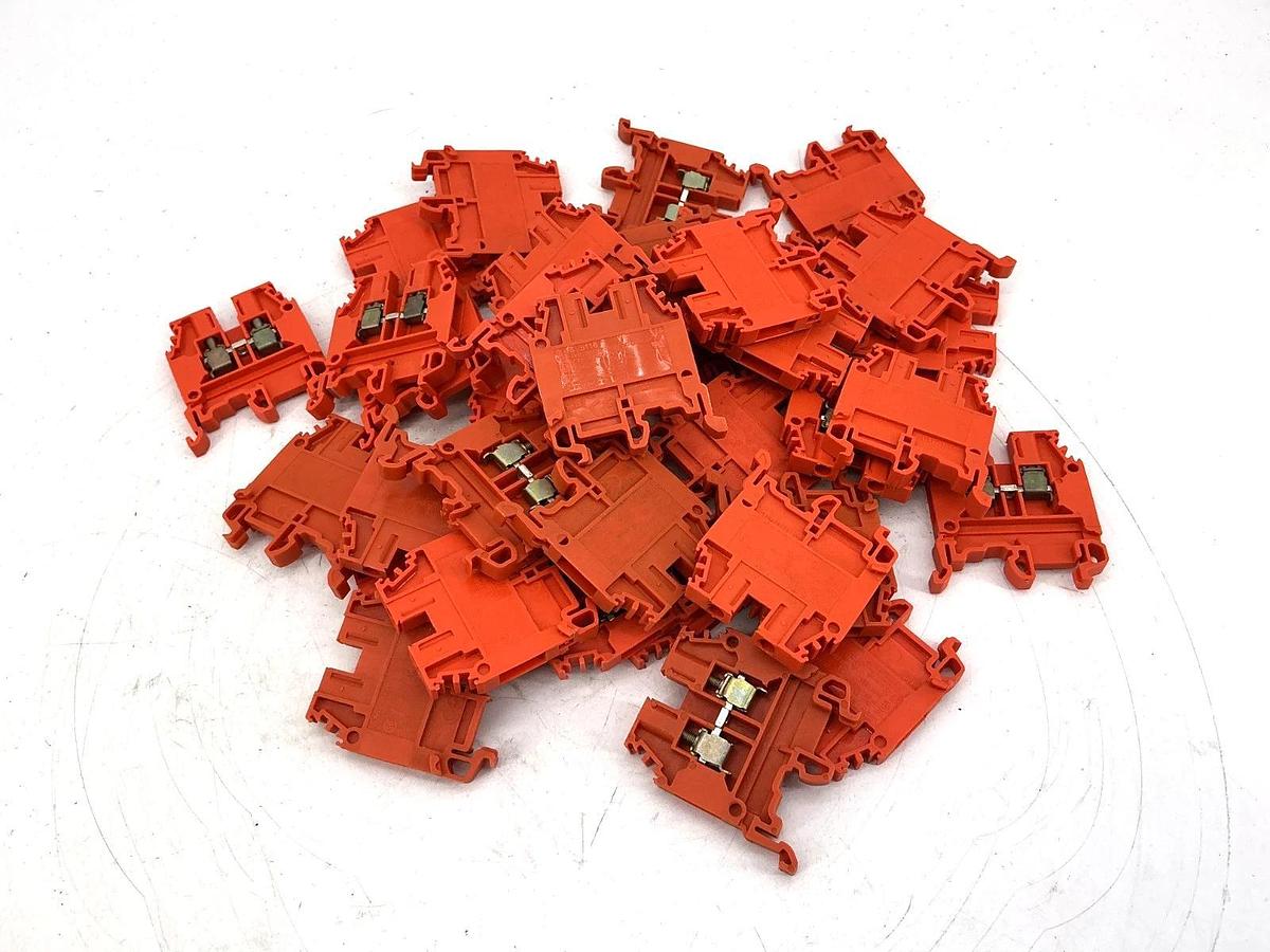 Used Lot of 36 ABB Entrelec M4/6-5116-ORANGE Terminal Block 10AWG 25A 600V M4/6-5116