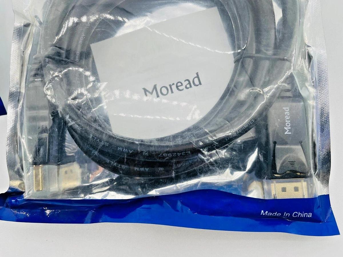 Lot of 4 New Moread E342987 DisplayPort Cable Male to Male 6ft