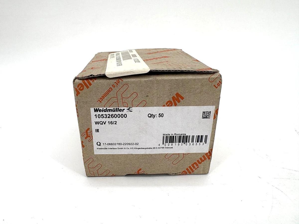 Box of 50 New Weidmuller WQV 16/2 Cross Connector Terminals 2P 101A 1053260000
