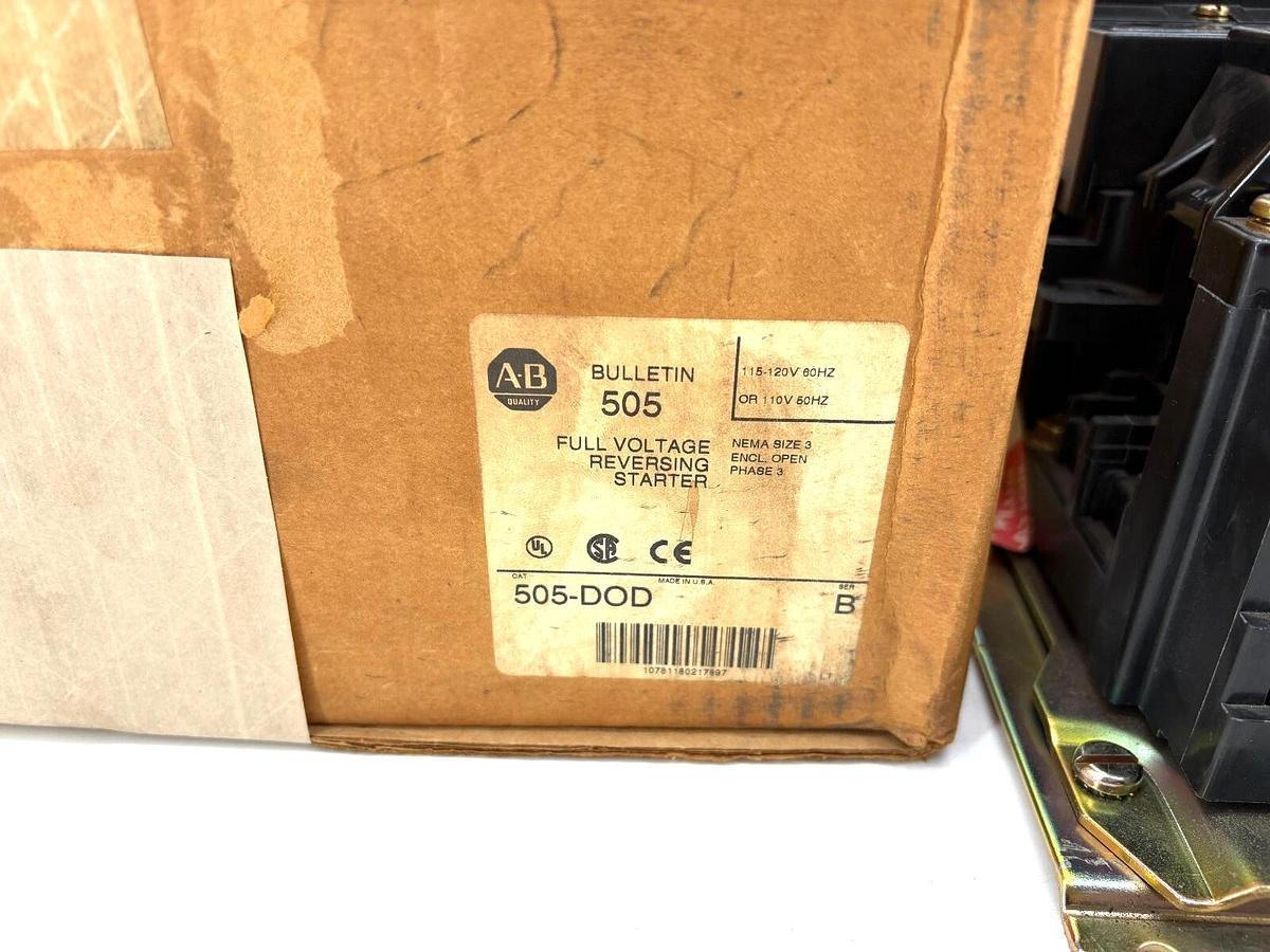 New Allen Bradley 505-DOD Ser. B NEMA Size 3 Reversing Starter with 120V Coils