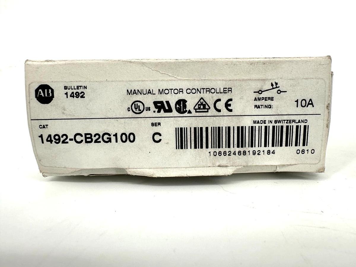 New Allen Bradley 1492-CB2G100 Ser C Manual Motor Controller 10A 2P