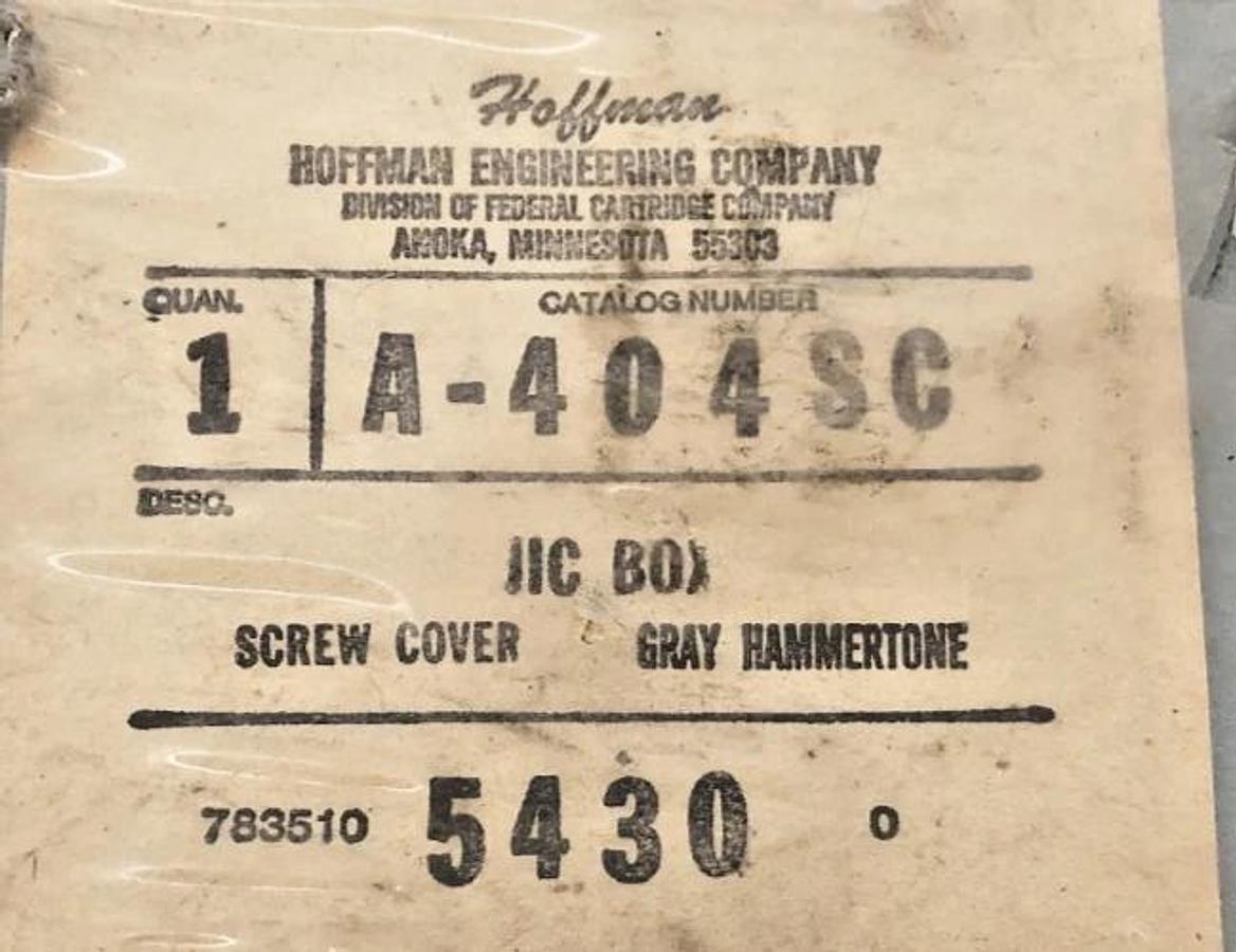 New Hoffman A-404SC JIC Box Screw Cover 4 X 4 X 3 54300