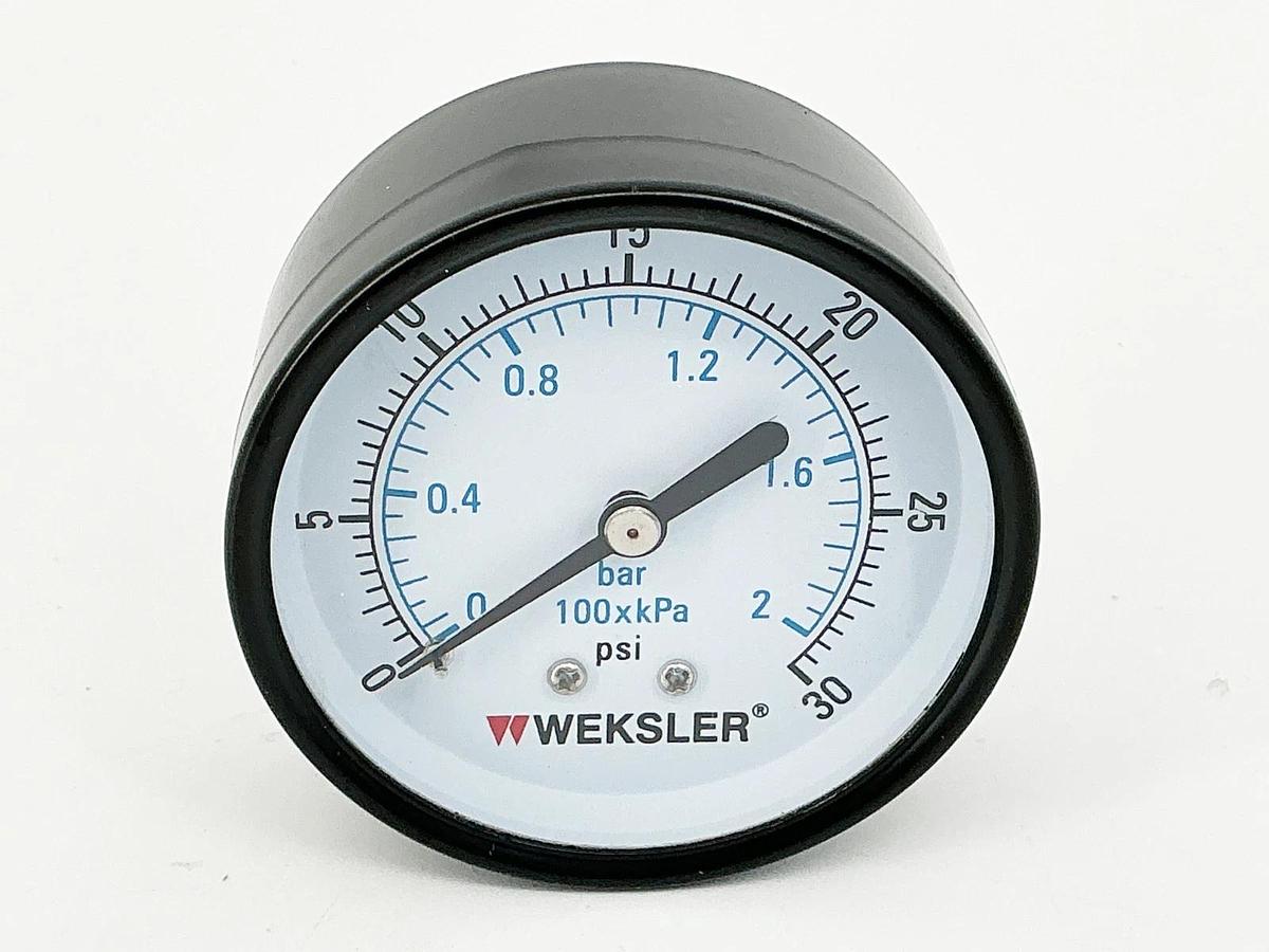 New Weksler UA25A4C Pressure Gauge 0-30PSI 2-1/2" Face 1/4" NPT