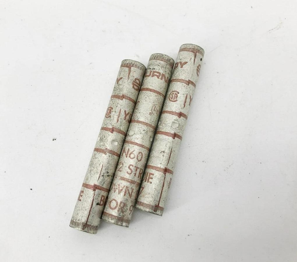 Lot of 3 New Burndy YS2C Barrel Splices N60 #2 STR Brown Die 10 Or 97