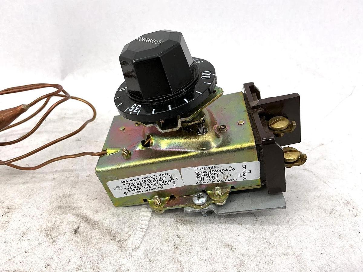 Used RobertShaw Chromalox 300-048518-012 D1/D18P Thermostat 0-100F 30A 120/277VAC