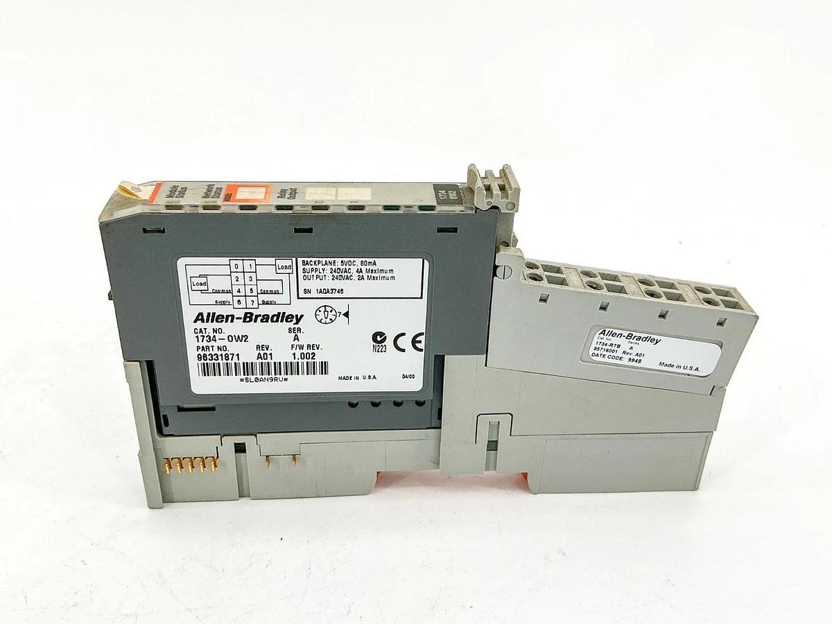 Used Allen Bradley 1734-OW2 I/O Relay Module 240V 4A Ser.A