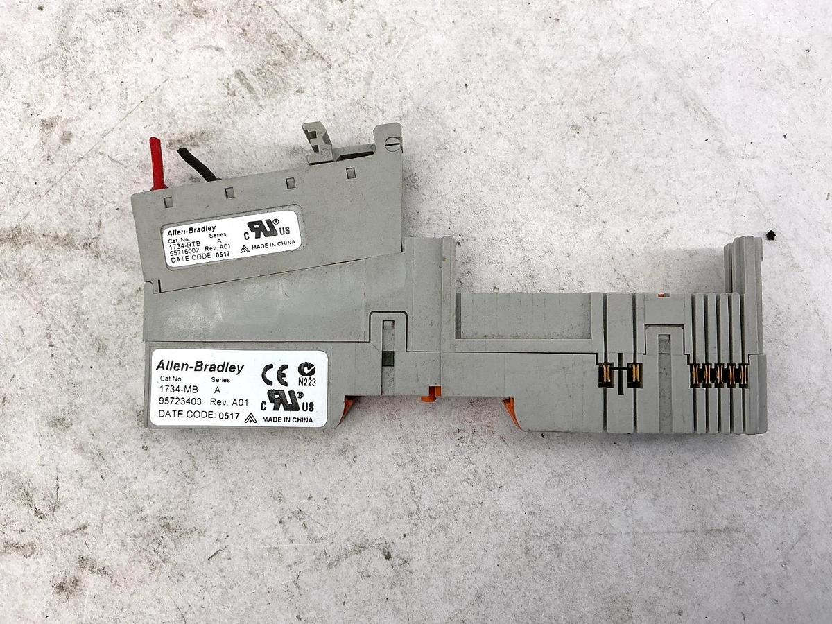 Used Lot of 2 Allen Bradley 1734-MB Ser A Point I/O Mounting Base w/ 1734-RTB Ser A