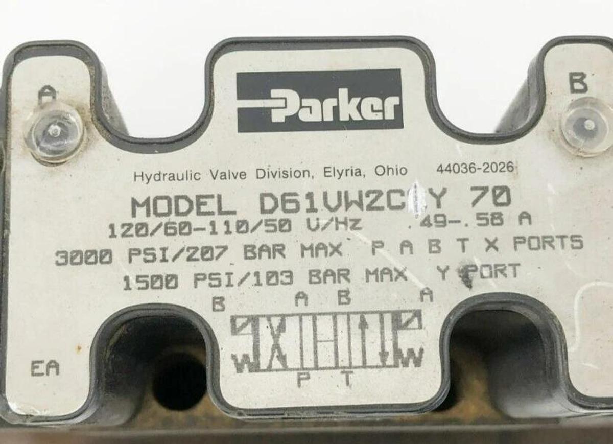New Parker D61VW2C1Y 70 Directional Valve 120/60-11/50 .49-.58A