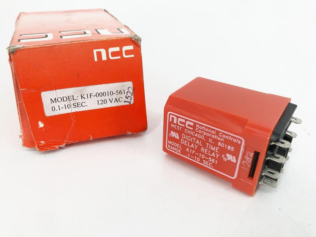 New NCC K1F-10-561 Time Delay Relay 0.1-10 Sec. 120VAC K1F-00010-561
