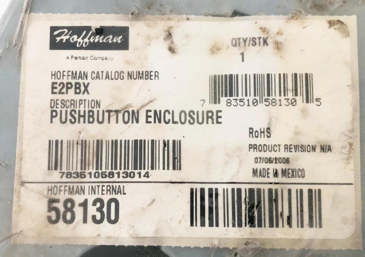 New Hoffman E2PBX Pushbutton Enclosure 58130 2-Hole Gray 8 x 6x 3.5 - No Box