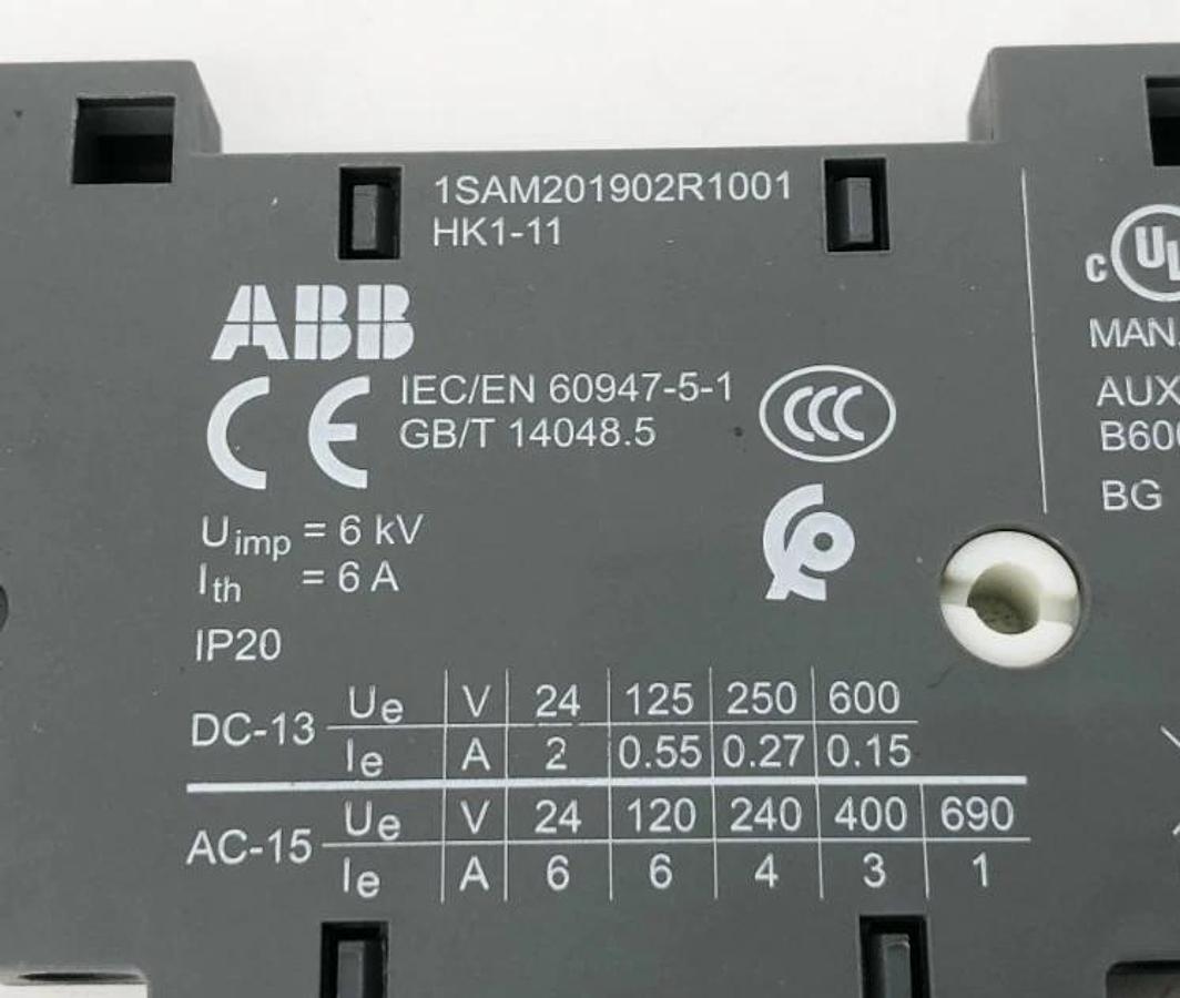 New ABB 1SAM201902R1001 Auxiliary Contact HK1-11 690V 6A - No Box
