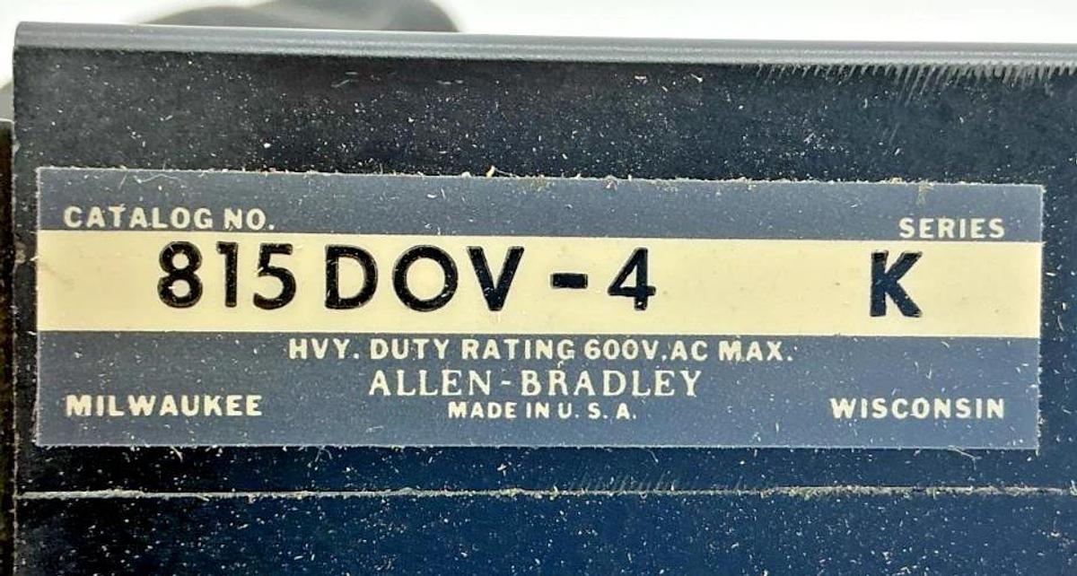 New Allen Bradley 815-DOV4 Ser K Overload Relay Panel Size 3 Form 1RP 600V