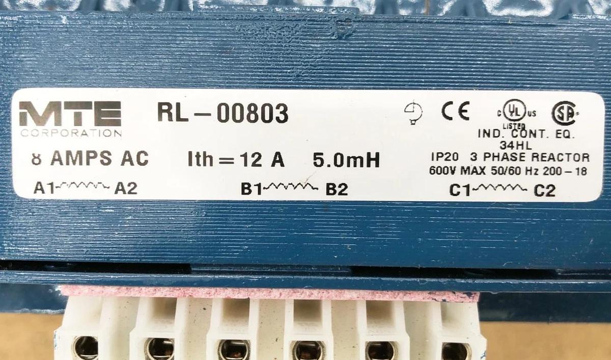 New MTE RL-00803 Line Reactor 3 Phase 8A 600VAC