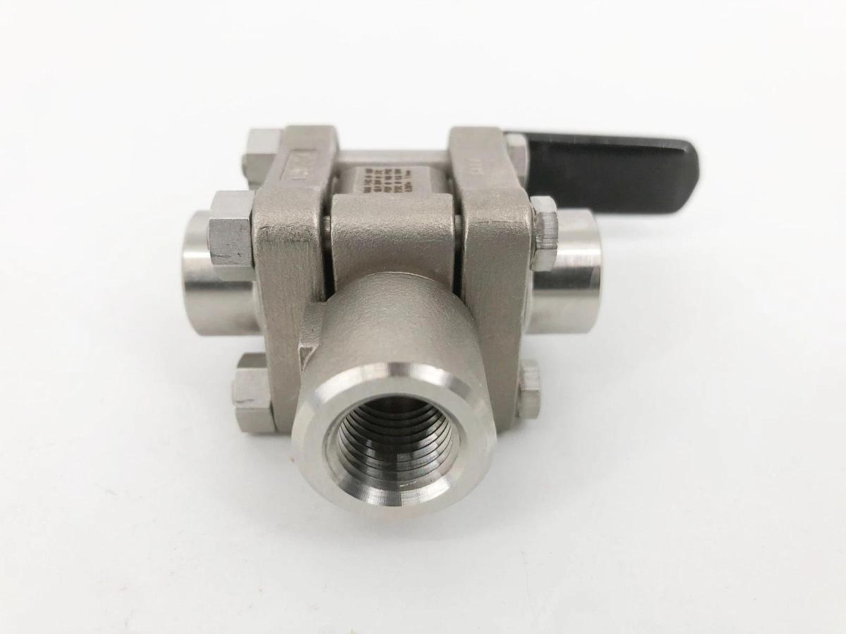 New Swagelok SS-62XTF4 3-Piece 3-Way Ball Valve 1/4" NPT 1000psi 316 Stainless