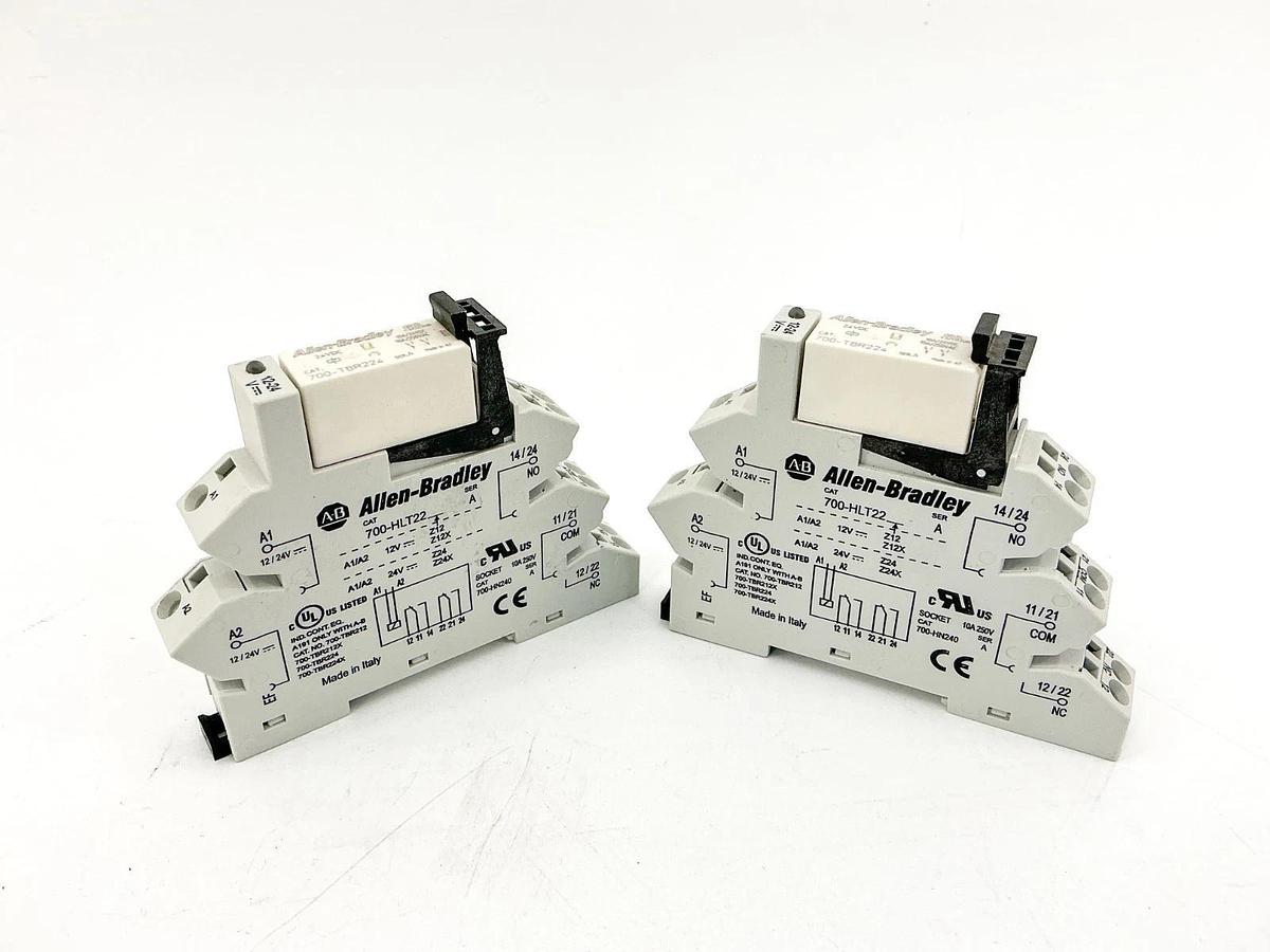 New Lot of 2 AllenBradley 700-HLT22 Terminal Block Relay 24V Ser.A - No Box