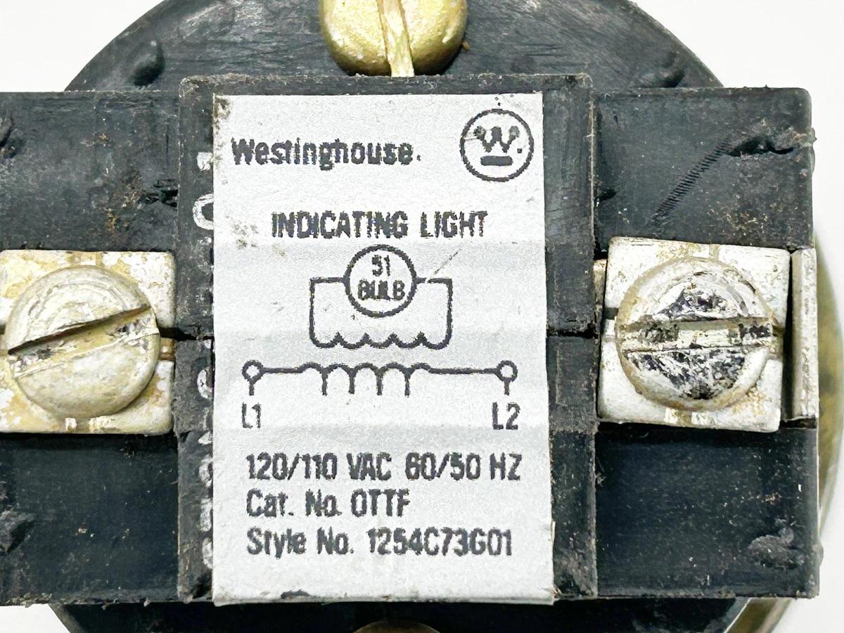 Used Westinghouse 1254C73G01 Pilot Light 120V 2 Screw