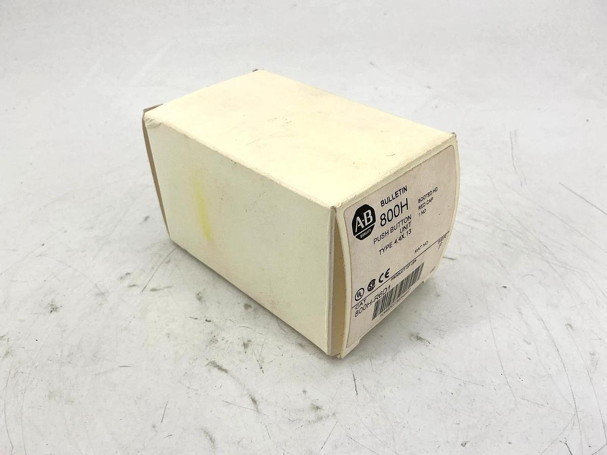 New Allen Bradley 800H-R6D1 Ser F Push Button Booted HD Red Cap 1 NO