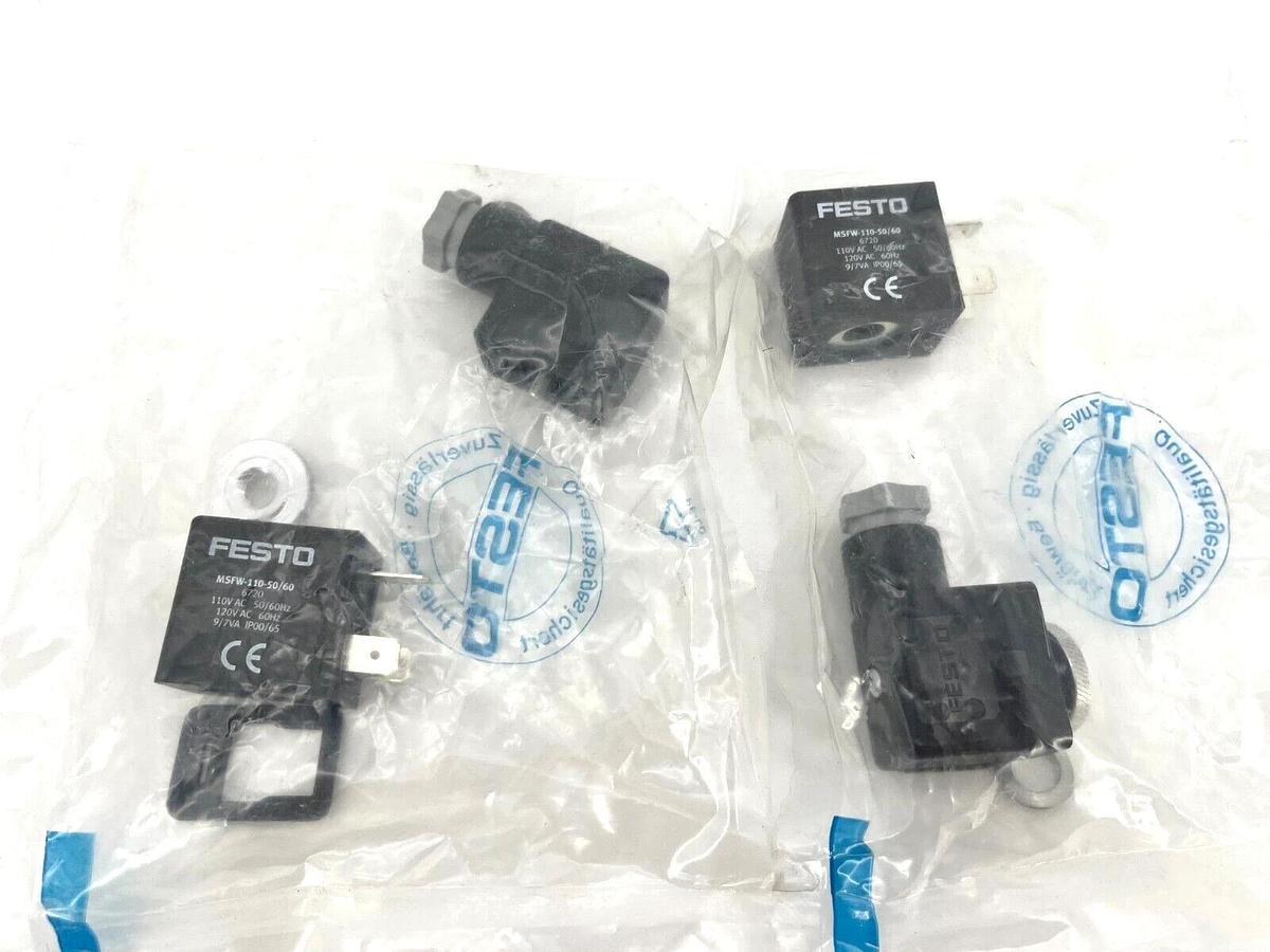 Lot of 2 New Festo MSFW-110-50/60 6720 Solenoid Coils 110/120VAC 50/60Hz 9/7VA