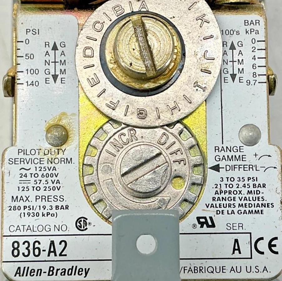 New Allen Bradley 836-A2A Ser A Pressure Control Range 6-140PSI Adj Diff 3-35PSI