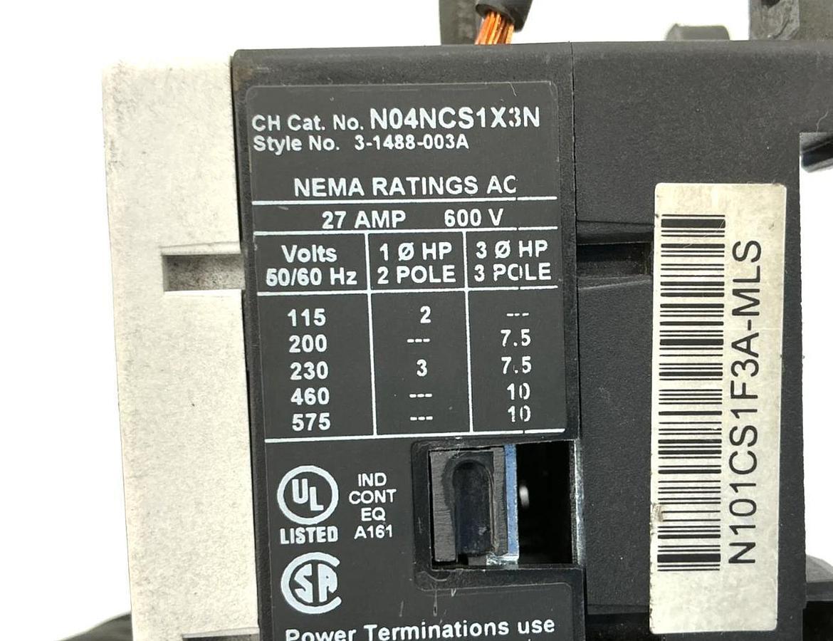 Used Eaton Cutler-Hammer N101CS1D3A-MLS Starter 3P 27A N04NCS1X3N N05NCXRF3A-MLS