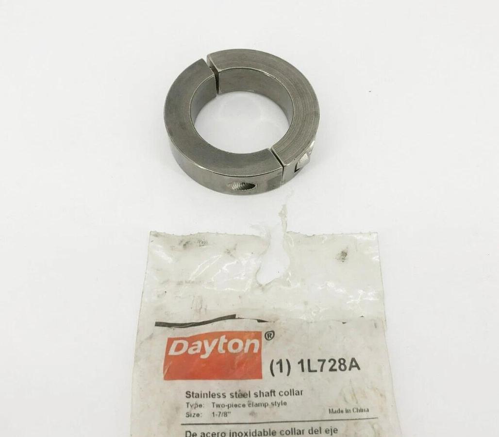 New Dayton 1L728A Two-Piece Split Clamp Collar Stainless Steel 1-7/8" ID