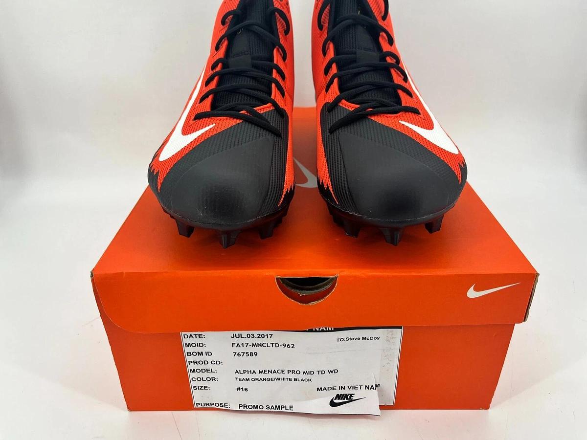Nike Alpha Menace Pro Mid TD WD Blk/Orange S.16 OSU Beavers Sample Promo Cleats