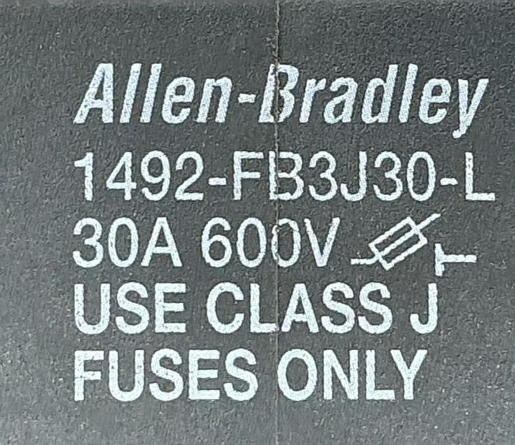 Used Lot of 2 Allen Bradley 1492-FB3J30-L Ser B Fuse Holder 30A 600V Class J Fuse