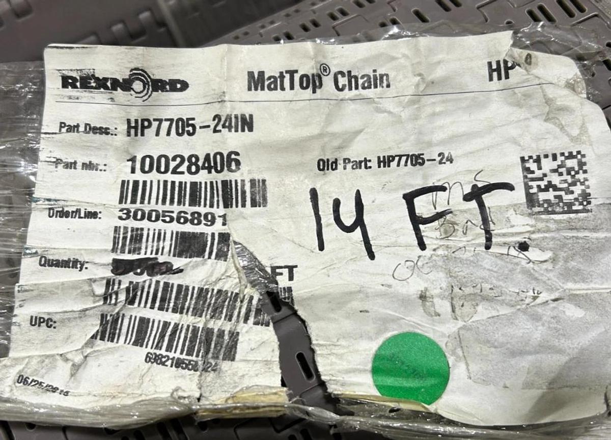 New Rexnord HP7705-24IN MatTop Chain 14 FT. 10028406 HP7705-24 - No Box