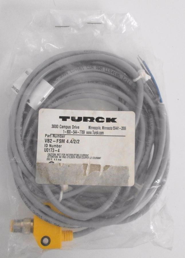 New Lot of 2 Turck VIG 2-C653-2M Single Ended Cordset Right Angle 4A 250V U-6257