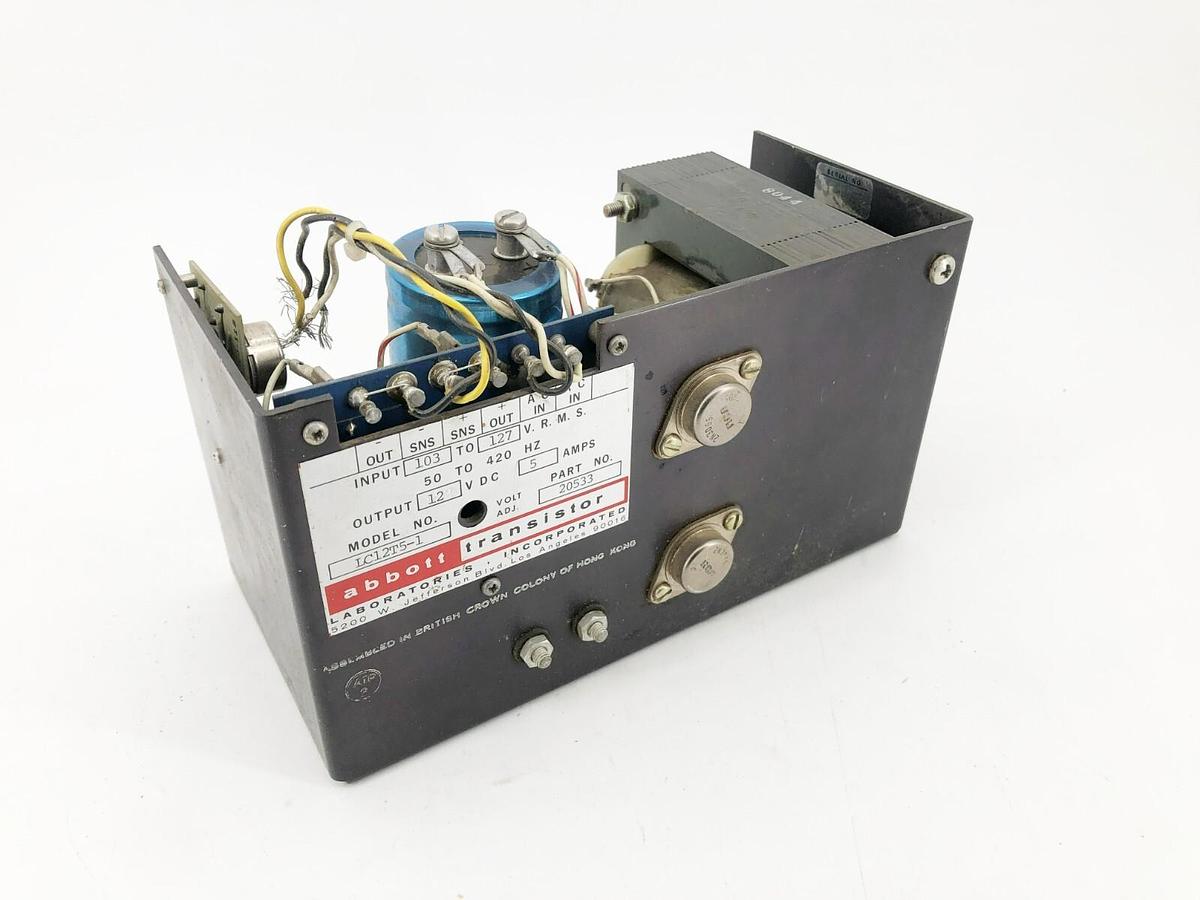 Used Abbott Transistor LC12T5-1 Power Supply 103-127V.R.M.S. In 12VDC 5A Out 20533