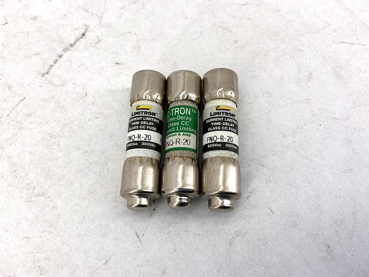 Lot of 3 New Bussmann FNQ-R-20 Limitron Current-Limiting Class CC Fuse 20A 600V