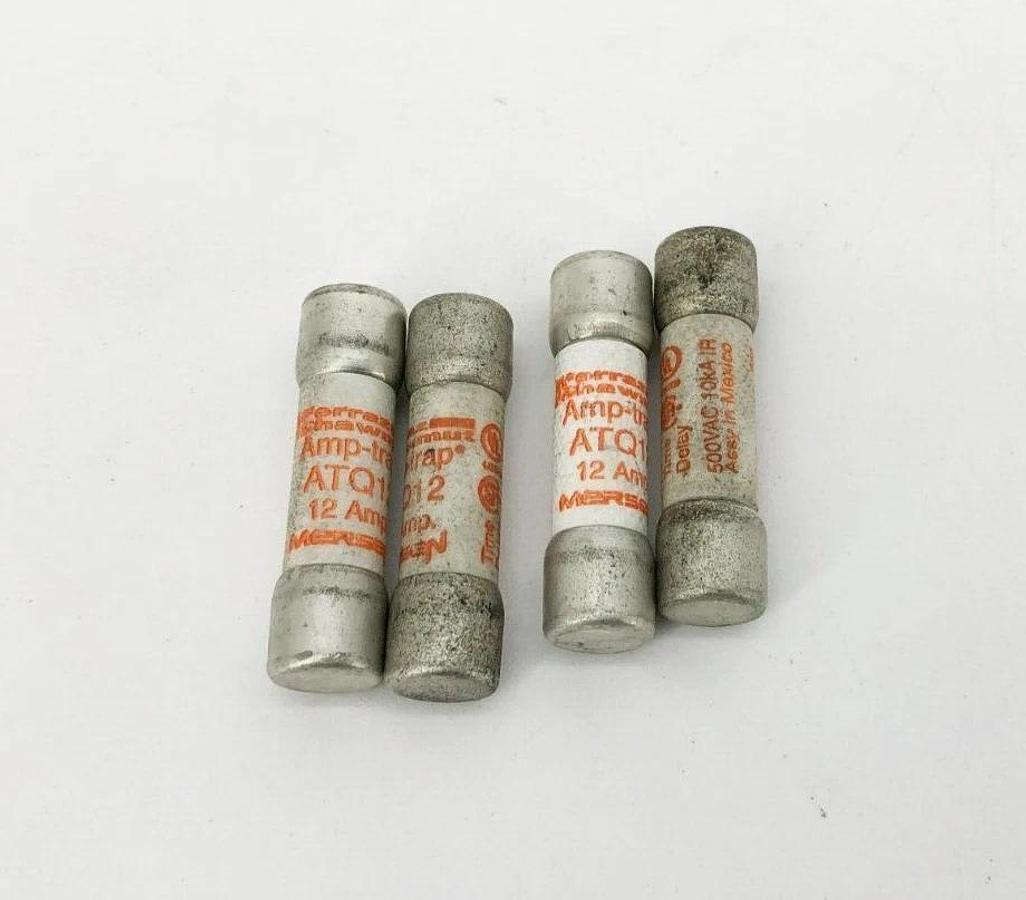 Lot of 4 New Ferraz Shawmut ATQ12 Time Delay Fuses 12 A 500VAC