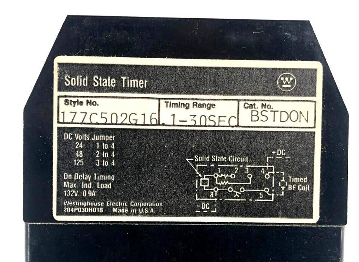 New Westinghouse 177C502G16 Solid State Timer BSTD-ON
