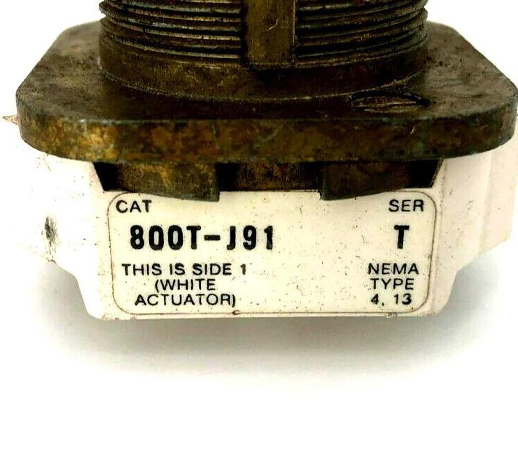 Used Allen Bradley 800T-J91 Ser. T Selector Switch - Missing Knob/ Contact Block