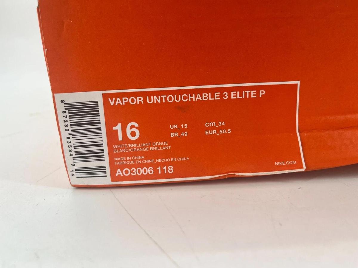 Nike Vapor Untouchable 3 Elite P White/Orange Sz 16 OSU Beavers Football Cleats