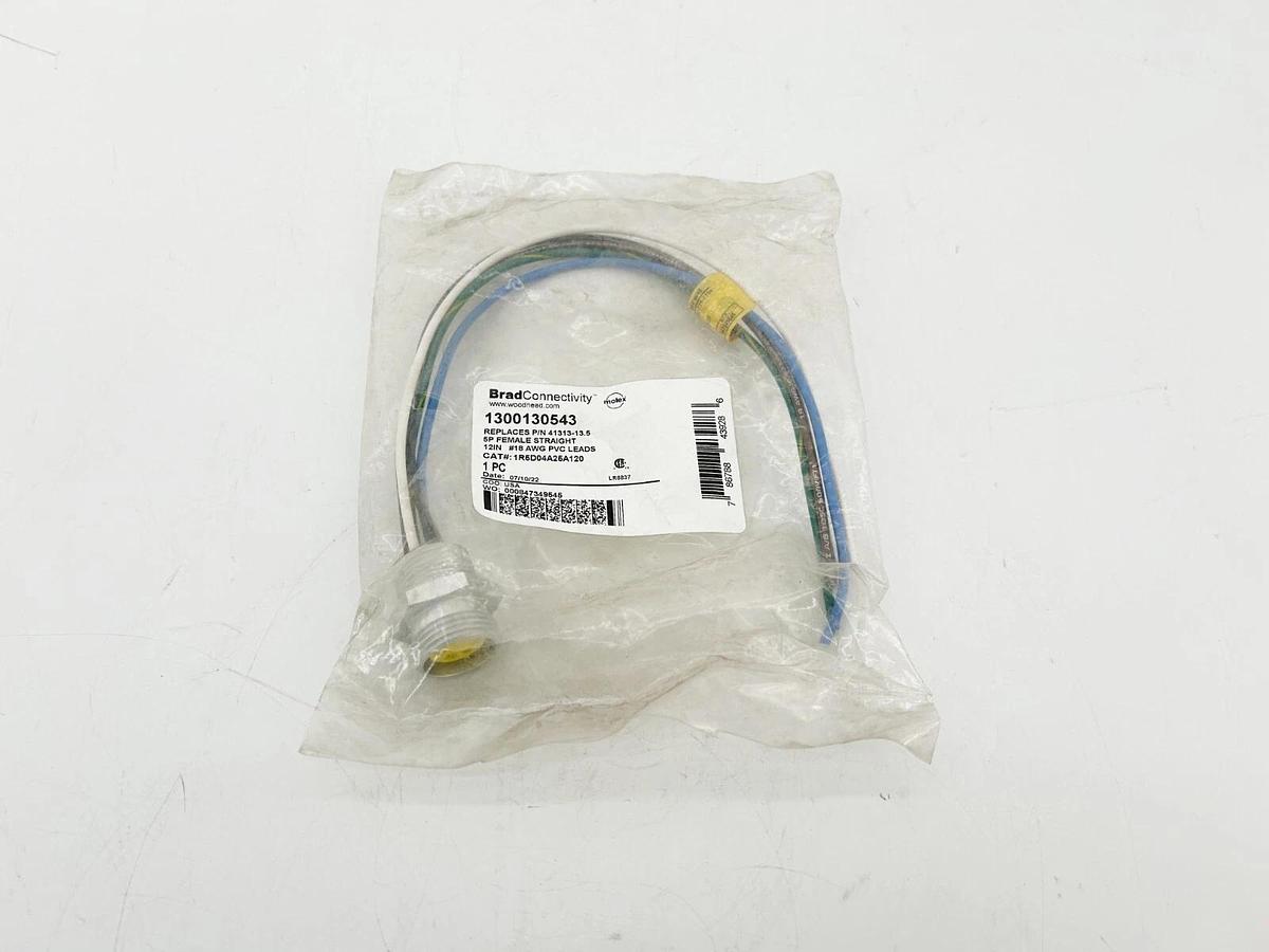 New Brad Connectivity 1R5D04A25A120 12" 18AWG PVC Leads 5P Female 1300130543
