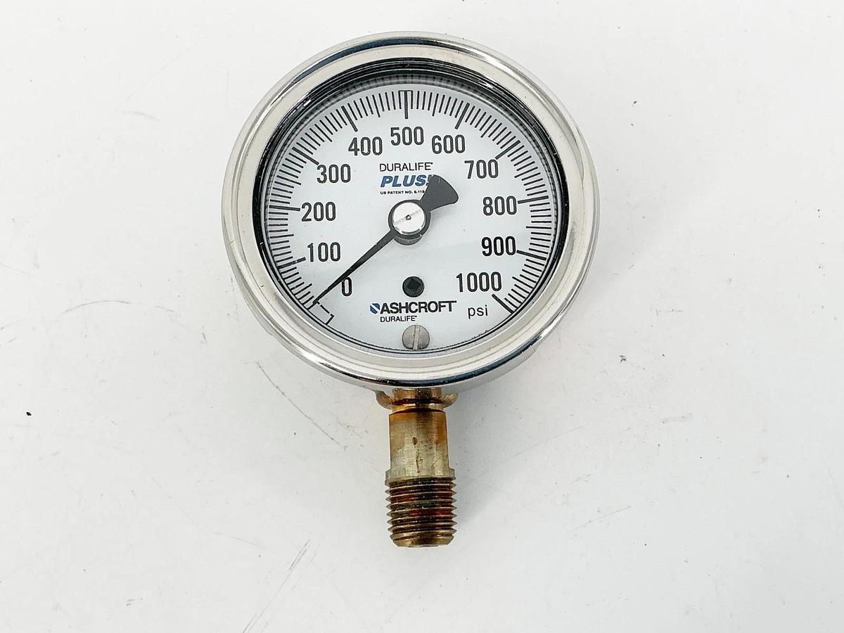 New Ashcroft 25-1009-AW-02L-1000#-XLL Pressure Gauge 2-1/2" 100PSI 316 Tube