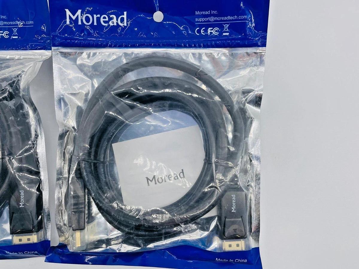 Lot of 4 New Moread E342987 DisplayPort Cable Male to Male 6ft