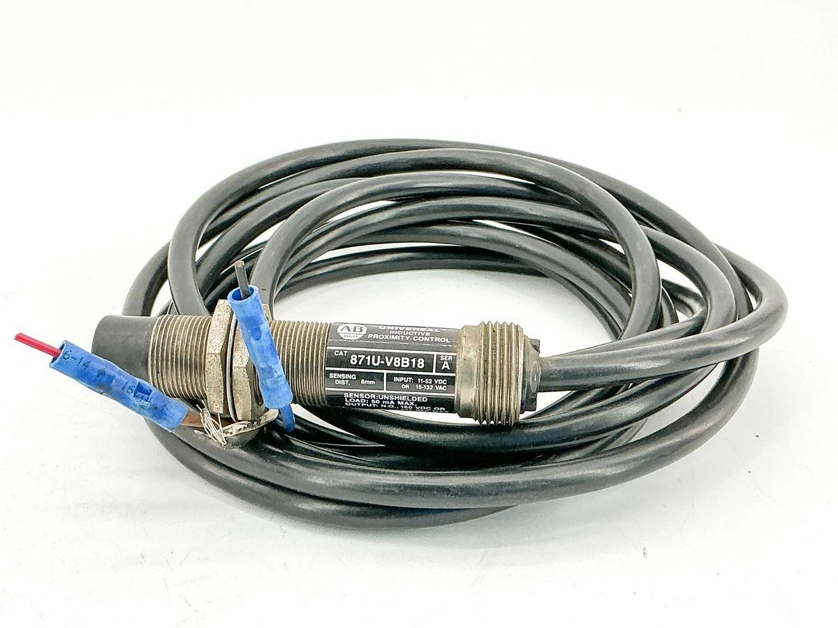 Used Allen Bradley 871U-V8B18 Cylindrical Inductive Proximity Sensor 150V Ser.A